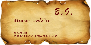 Bierer Iván névjegykártya